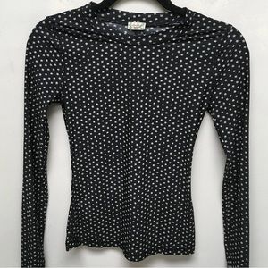 FREE PEOPLE walk this way semi sheer black with white daisies top